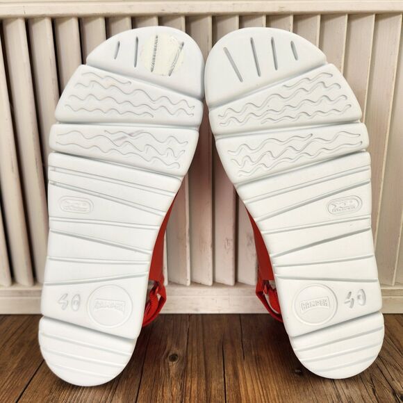 Camper Oruga Womens Size 9 Red Leather Cross Strap Designer Cork Sandals EU 40 - Picture 7 of 9